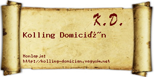 Kolling Domicián névjegykártya